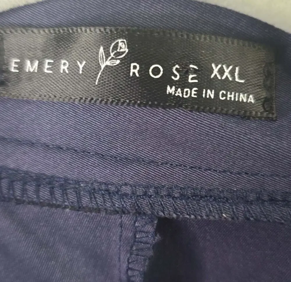 Emery Rose Navy Double Breasted Blazer Jacket with White Piping Trim XXL